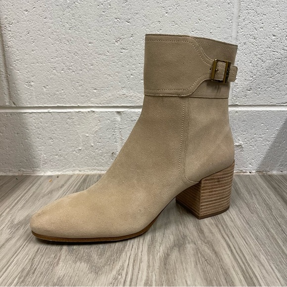 MICHAEL Michael Kors Kenya Suede Block Heel Booties - Beige - Picture 2 of 9